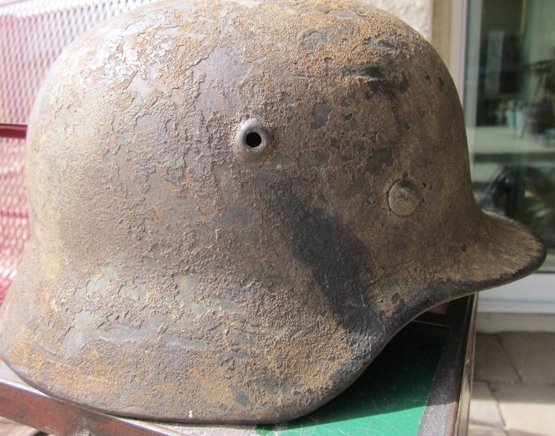  German WWII M1940 Camouflage Steel Helmet Shell, SE64, — image 4