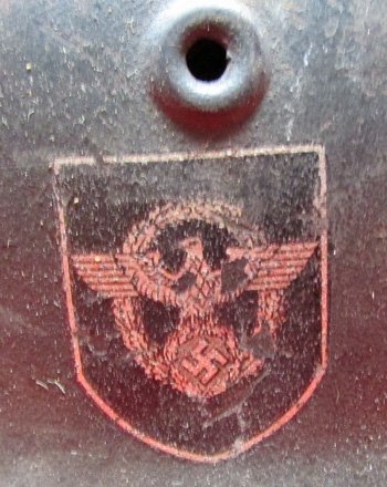  German WWII M1935 Field Police Combat Helmet Shell, Quist — image 3