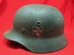 German WWII M1935 Field Police Combat Helmet Shell, Quist