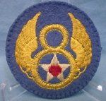 US WWII USAAF British Made 8th Air Force SSI, Felt