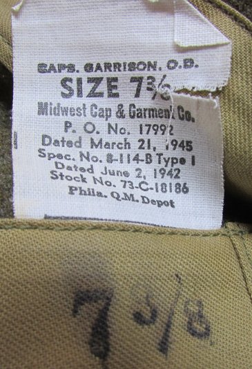  US WWII Army Enlisted Medical Corps Garrison Hat, 7 3/8, Named — image 4