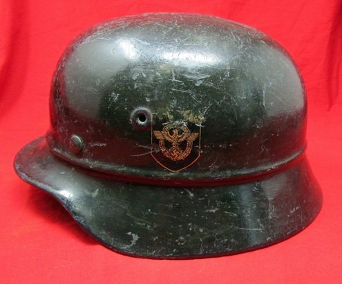  German WWII M1940 Luftschutz Police Steel Helmet, ET66 Shell — image 2