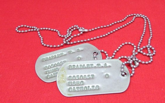  US Post WWII USMC Dog Tag Set and Chain — image 2