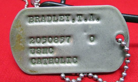  US Post WWII USMC Dog Tag Set and Chain — image 3