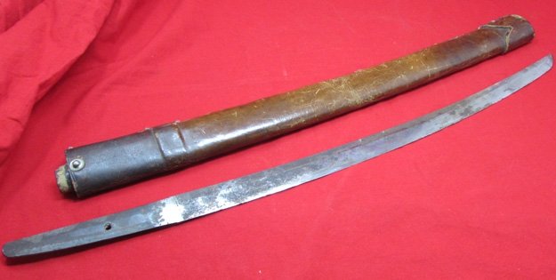  Japanese Signed Sword and Sheath, 20 Inch Blade, Project — image 4