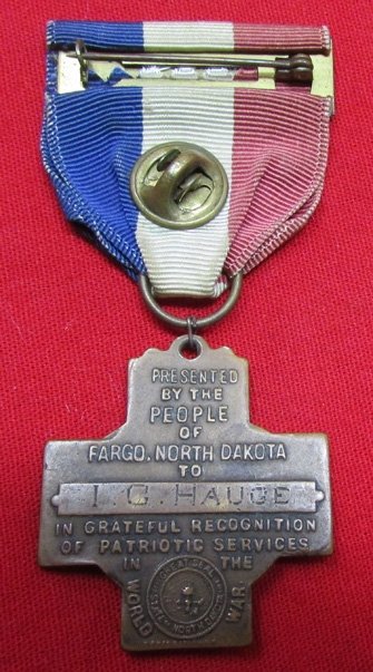  US WWI Fargo, ND Service Medal, Named — image 4