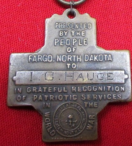  US WWI Fargo, ND Service Medal, Named — image 5