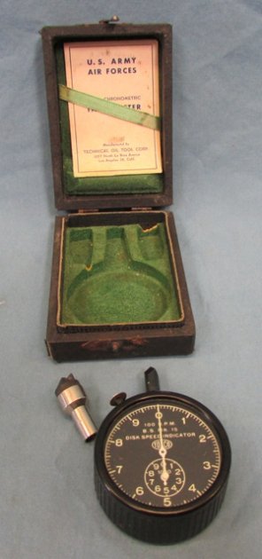  US WWII USAAF Type-A, Chronomatic Tachometer, Cased — image 6