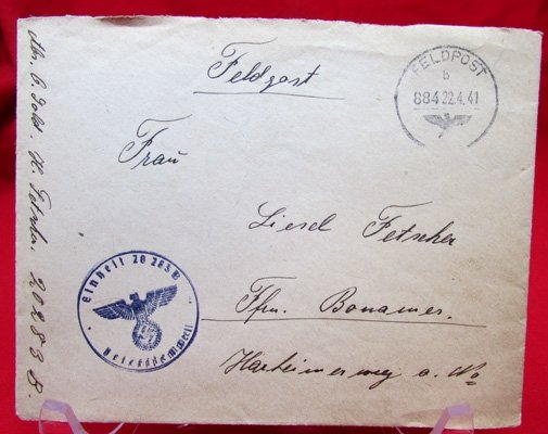  German WWII Envelope, Letter Feldpost, FP 20283B 1941 — image 2