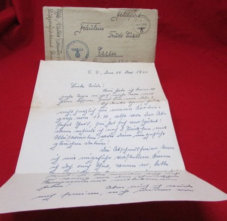  German WWII Feldpost Envelope and Letter, Luftwaffe Flak, FP 34945, 1941 — image 3