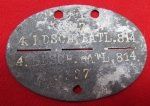 German WWII Soldiers Zinc dentity Tag,