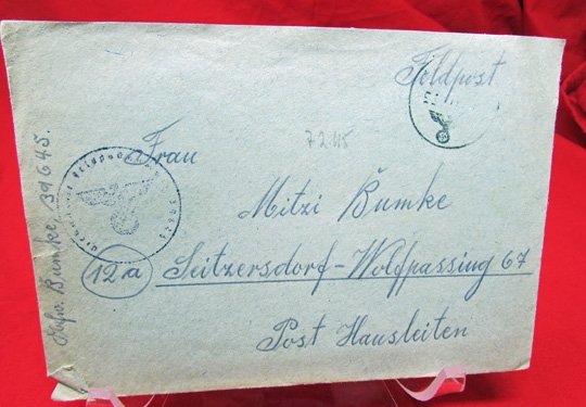  German WWII Feldpost Envelope & Letter, FP 39645, Mailed February 1945 — image 2