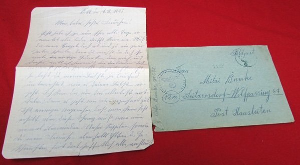  German WWII Feldpost Envelope & Letter, FP 39645, Mailed February 1945 — image 3
