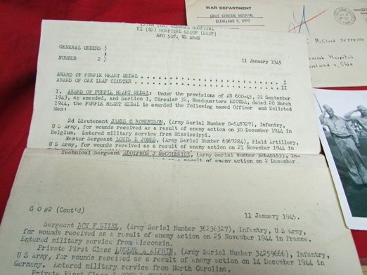  US WWII GI, 95th Division Wound Telegram & Ephemera Lot — image 3