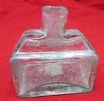 US Civil War Era Glass Inkwell, Pen Rests