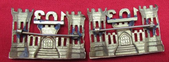  US WWI Era, NGP, 103rd Engineers Officer Collar Insignia, Pair — image 3