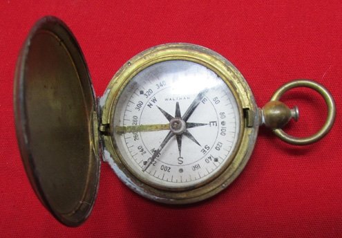  US WWI-WWII Pocket Watch Type Compass, Brass, Waltham — image 3