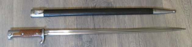  German Mfg, Peruvian M1909 Bayonet & Scabbard, Simson & Co — image 3
