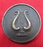 US WWI French Made Collar Disc, Musician Lyre, Pinback