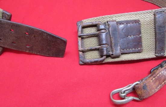  Japanese WWII, Army Officers Field Sword Belt, Canvas & Leather — image 3