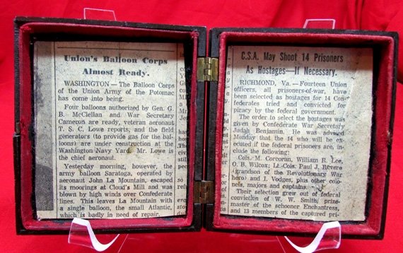  Civil War Union Case, Seated Liberty with Shield, Newspaper Articles — image 4