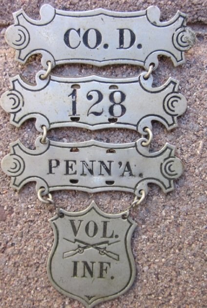  US Post Civil War Ladder Badge, Company D, 128th Pennsylvania Vol. Inf'y — image 2