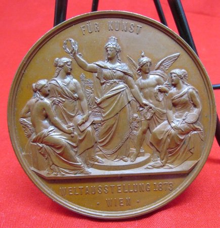  Austria 1873, Bronze Art World Exhibition Medal, 70 mm — image 4
