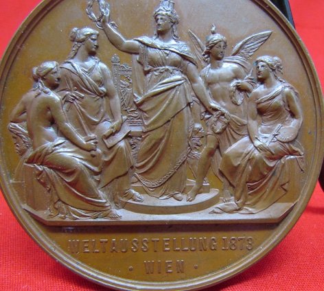  Austria 1873, Bronze Art World Exhibition Medal, 70 mm — image 5