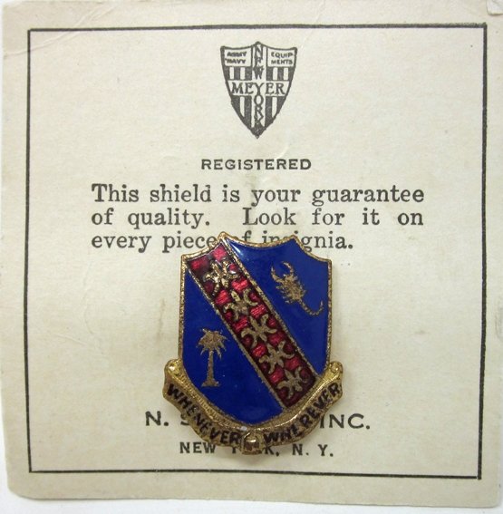  US Pre WWII Distinctive Unit Insignia, 148th Field Artillery, Screwback, NS Meyer. Darwin Australia Raid February 1942 — image 2