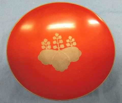  Japanese Meiji Era, Red Lacquered Sake Cup — image 2