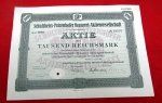 German 1932, 1000 Reichsmark Stock Certificate, Schultheiss-Patzenholfer Brewery