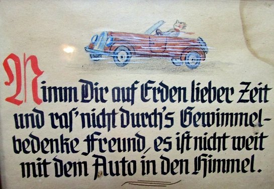  German Post WWII, Hand Painted Sports Car Sign — image 2