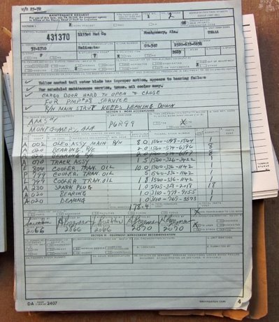  US Vietnam War Era Sikorsky H-34A Choctaw Helicopter Log & Maintenance Record Book — image 4