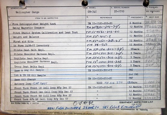  US Vietnam War Era Sikorsky H-34A Choctaw Helicopter Log & Maintenance Record Book — image 5
