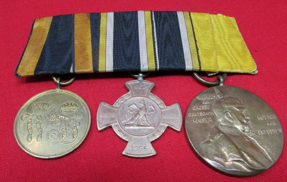  German, Prussian 1864 & 1866 Three Place Medal Bar — image 2