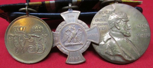  German, Prussian 1864 & 1866 Three Place Medal Bar — image 4