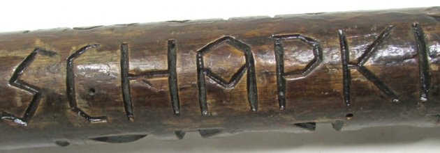  German WWII Russian Front, Carved Walking Stick, Wolchowstok — image 3