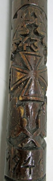  German WWII Russian Front, Carved Walking Stick, Wolchowstok — image 5