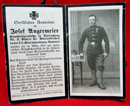  Austrian WWI Mass Card, Italian Front, Cannoneer 1917 — image 2