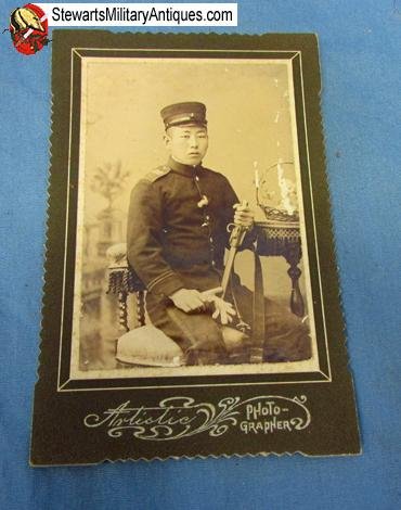  Japanese Meiji Era Russo-Japanese War Photo, Soldier & Bayonet — image 2