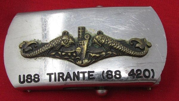  US Cold War Era, WWII Sub, USS Tirante, Crew Souvenir Buckle — image 2