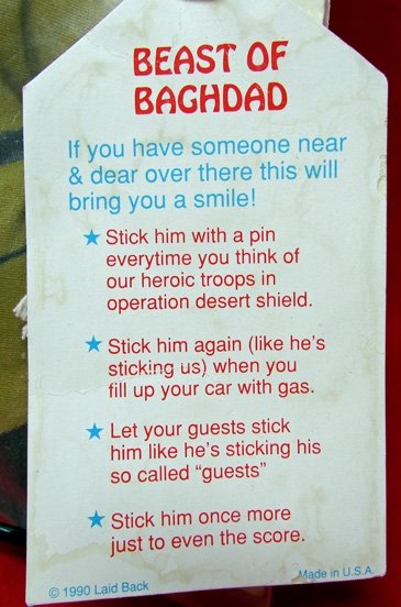  US Desert Storm, Saddam Hussein, Beast of Baghdad Doll 1990 — image 5