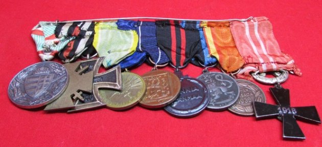  Finnish-German-Hungarian, WWI-WWII, 9 Place Medal Bar — image 5