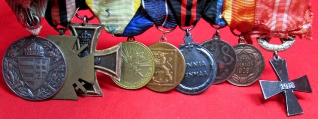 Finnish-German-Hungarian, WWI-WWII, 9 Place Medal Bar — image 6
