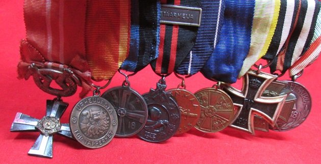  Finnish-German-Hungarian, WWI-WWII, 9 Place Medal Bar — image 7