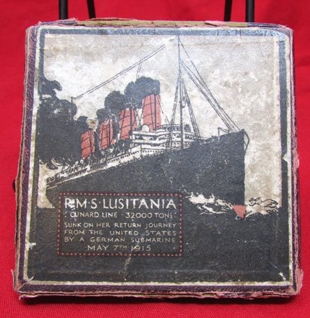  British WWI Lusitania Sinking Table Medal & Box — image 2