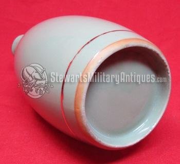  Japanese WWII Green Ceramic Army Sake Bottle, Rising Sun Flag — image 4