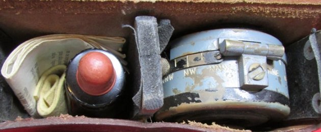  British WWII Era, Glauser MK 4 Compass, Leather Pouch With Maintenance Pouch — image 3