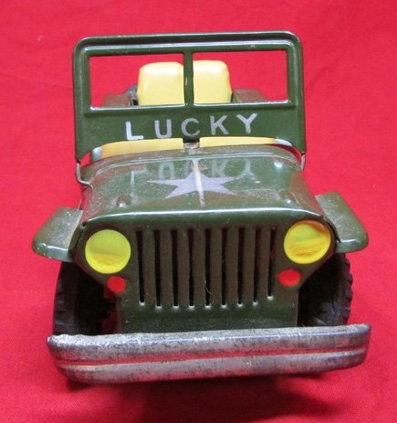  US Post WWII, Japanese Mfg. Tinplate Friction Drive Army Jeep 'Lucky' — image 3