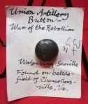 US Civil War, Battle of Chancellorsville Fied Recovered Union Button